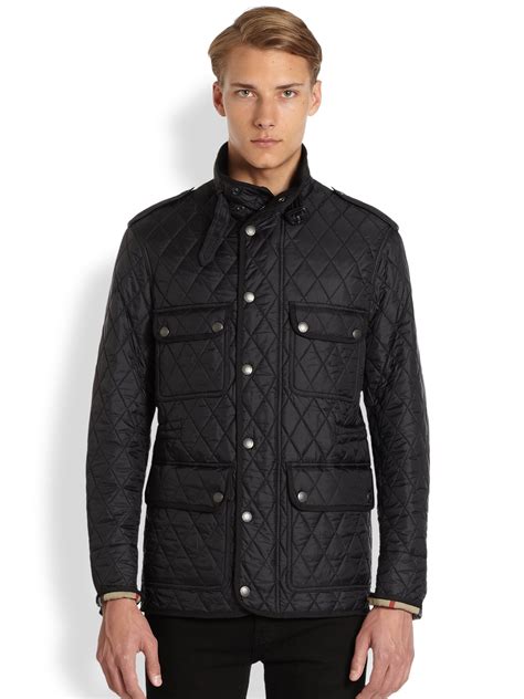 burberry brit quilted snap jacket black|burberry clothing for men.